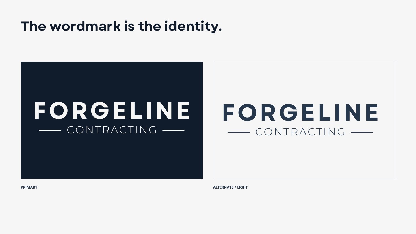 Forgeline Contracting brand guide page 3